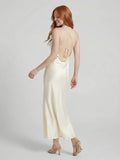 One Shoulder Satin Maxi Dress