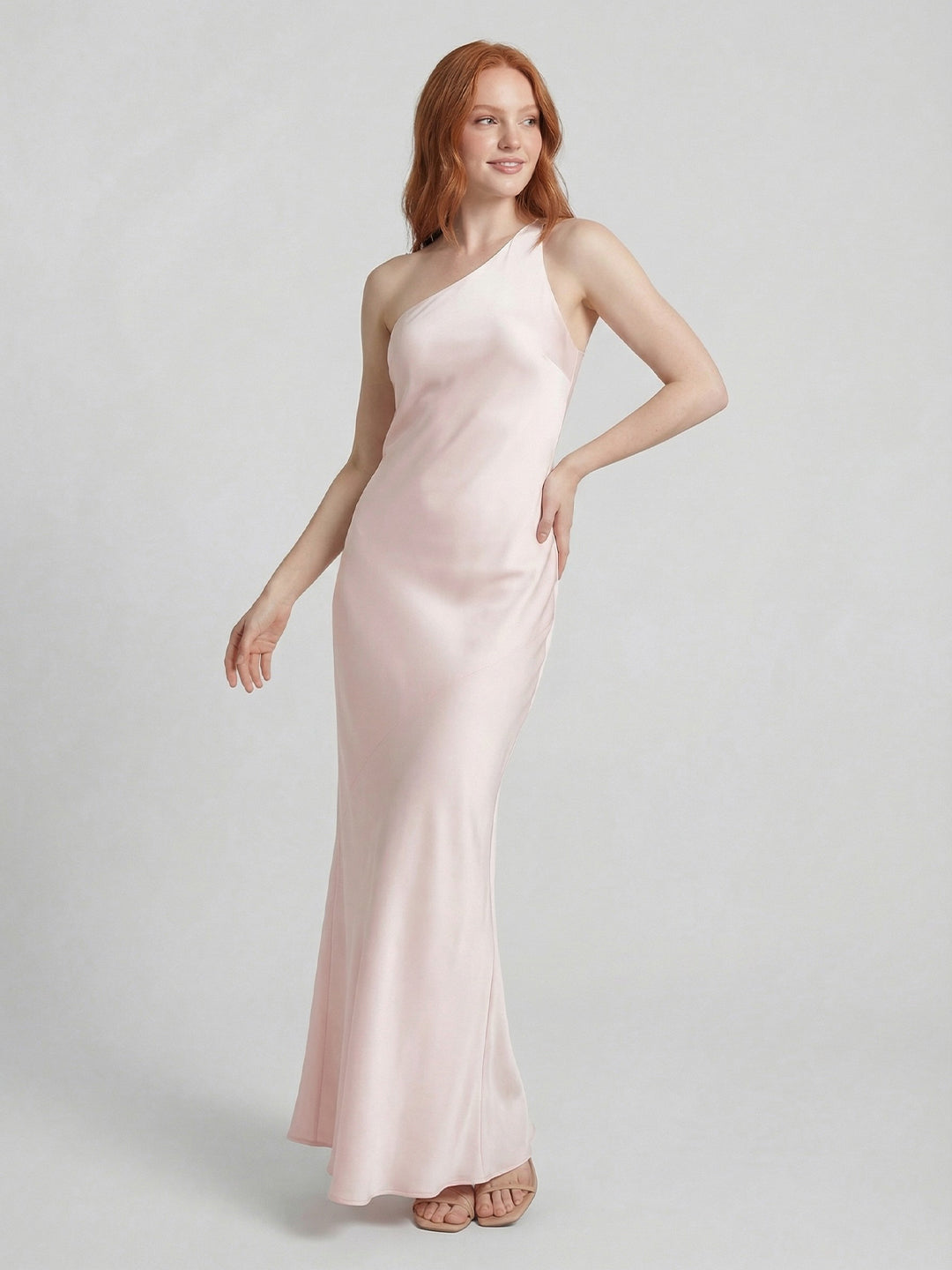 One Shoulder Satin Maxi Dress