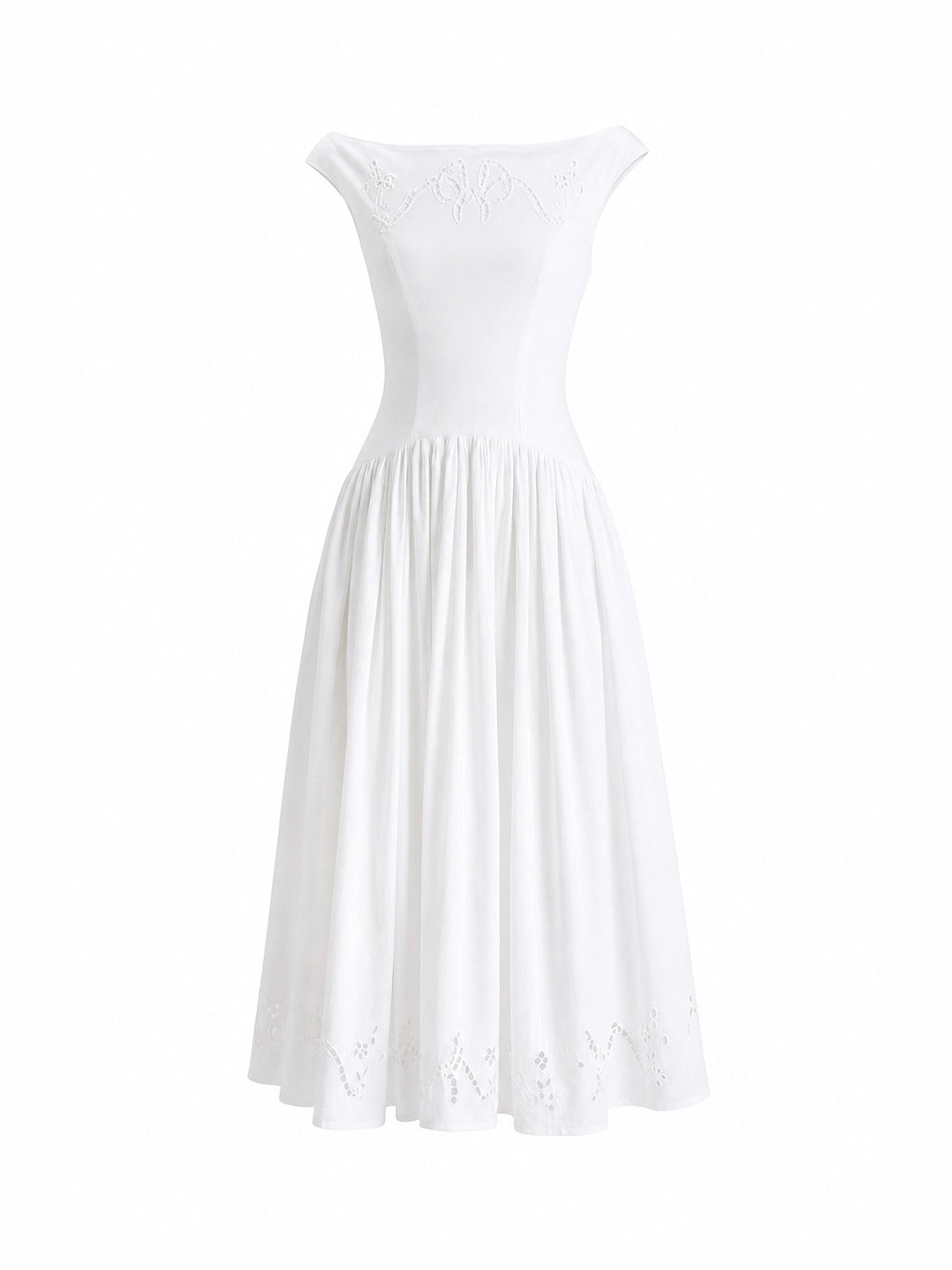 Exquisite Boat Neck Fil-Coupé Maxi Dress