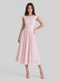 Exquisite Boat Neck Fil-Coupé Dress