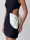 Exquisite Dimensional Bow Cutout Crepe Mini Dress