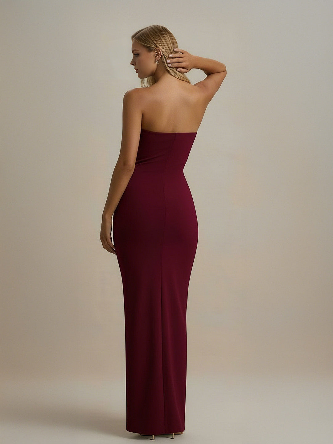 Exquisite Pleated Strapless Wrap Sweetheart Maxi Dress