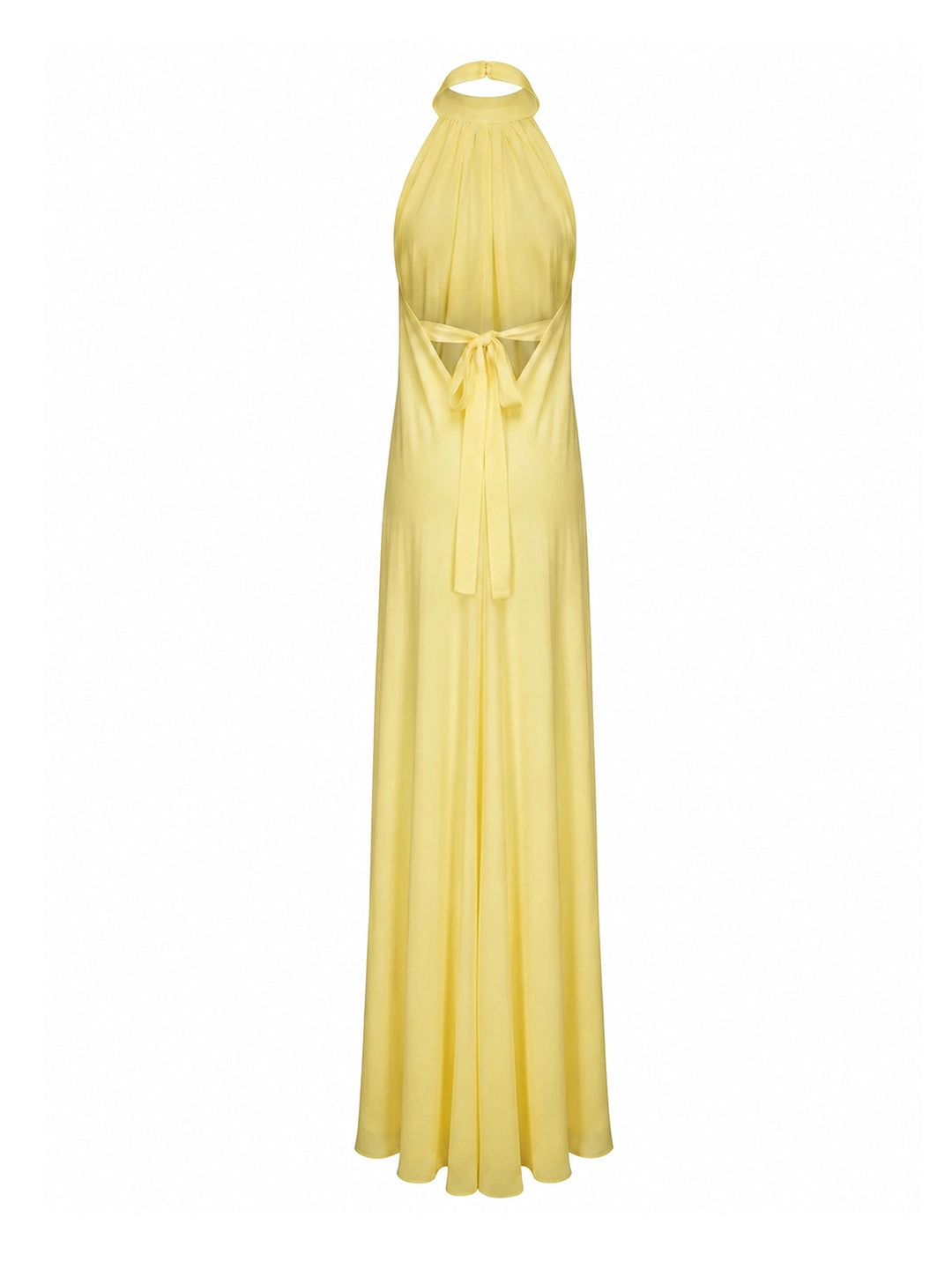 Feather Trim Halter Chiffon Maxi Dress