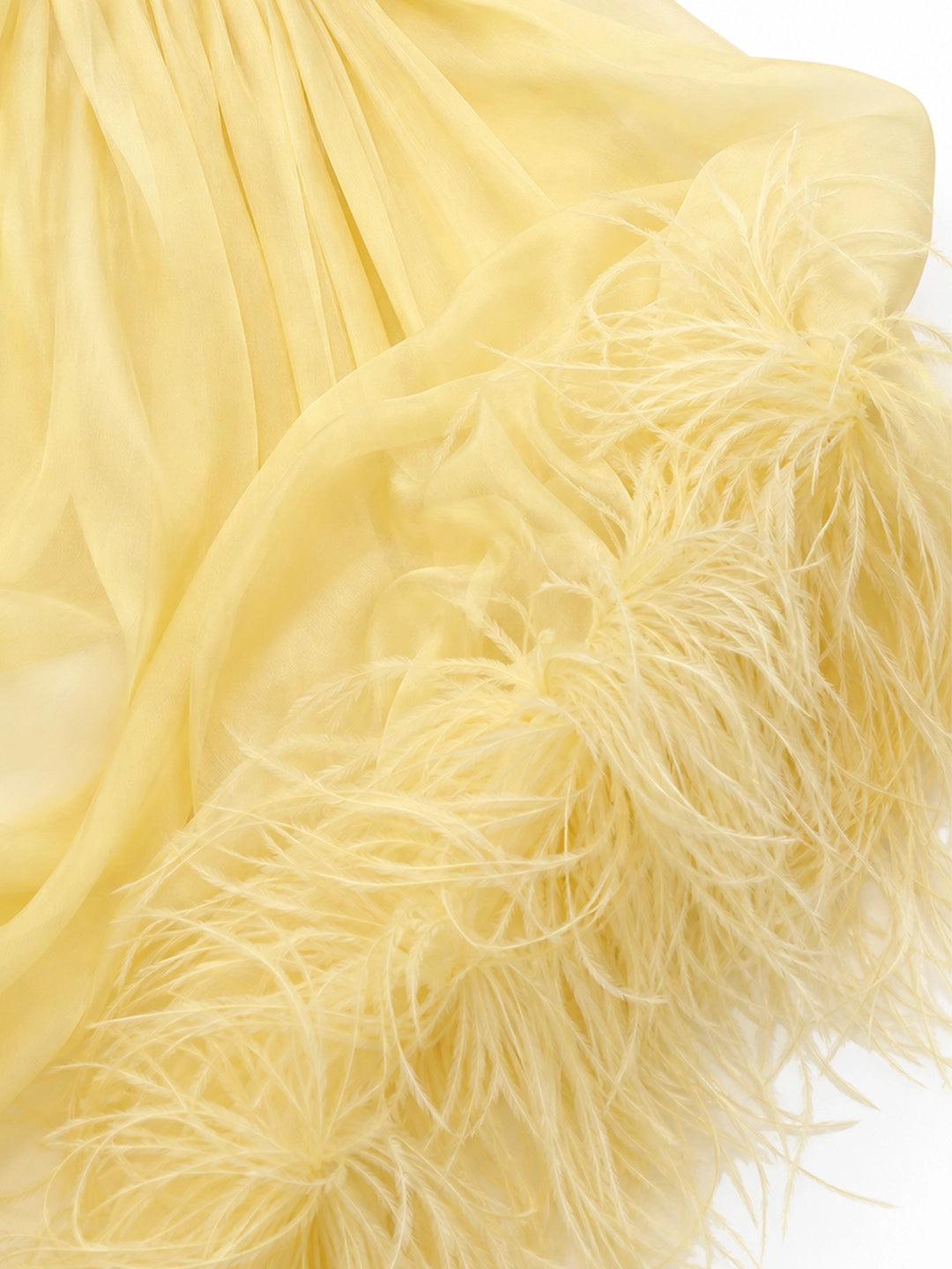 Feather Trim Halter Chiffon Maxi Dress