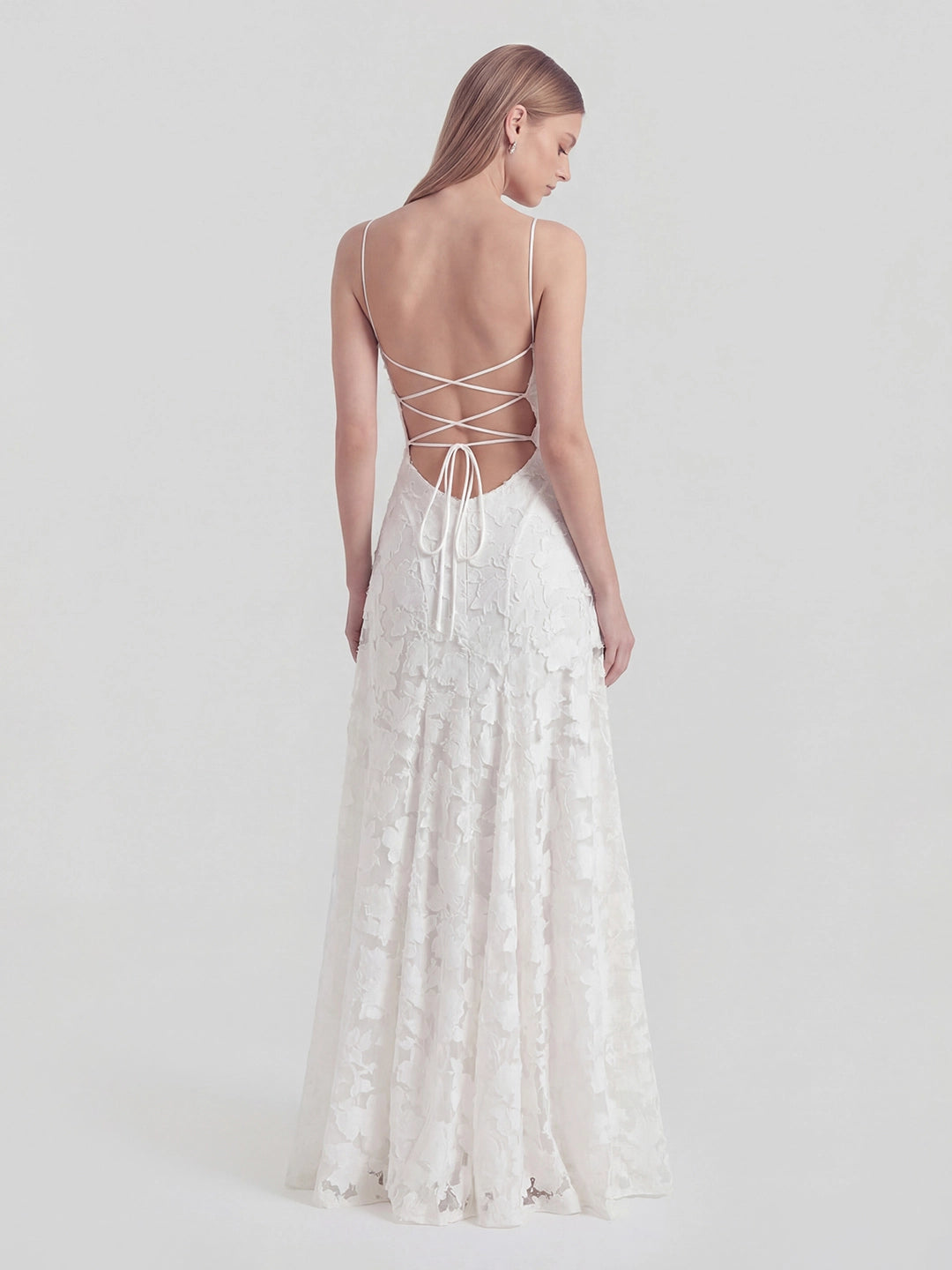 Floral-Burnout Cowl Neck Gown