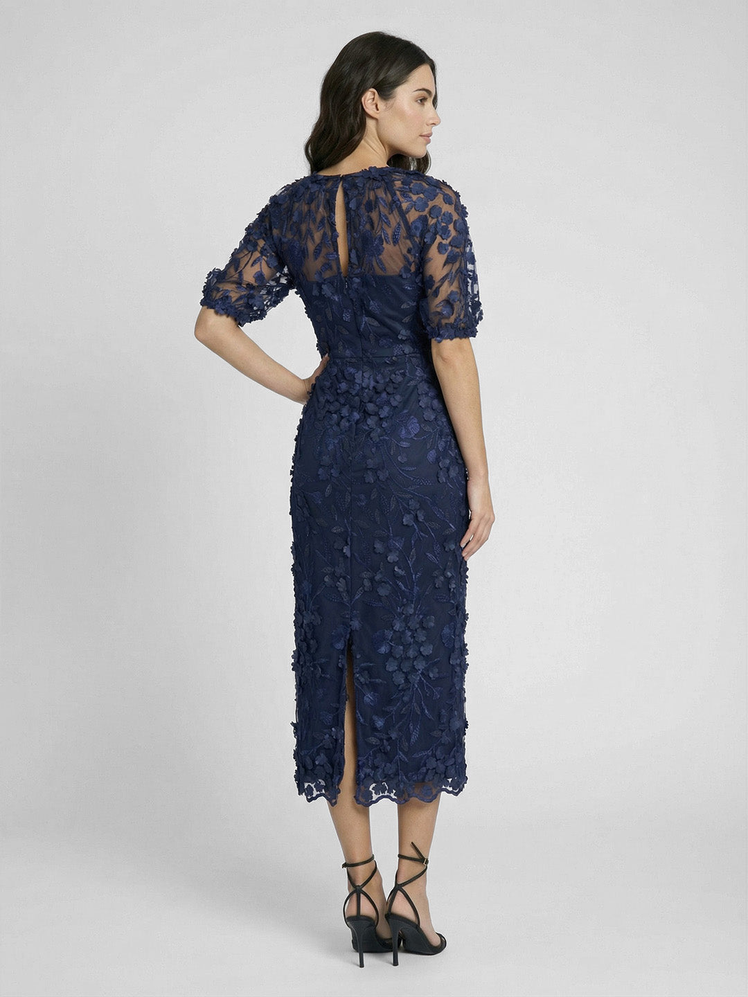 Floral Appliqué Midi Dress