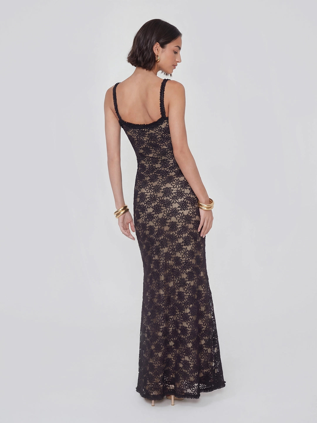 Floral Lace Bustier Maxi Dress
