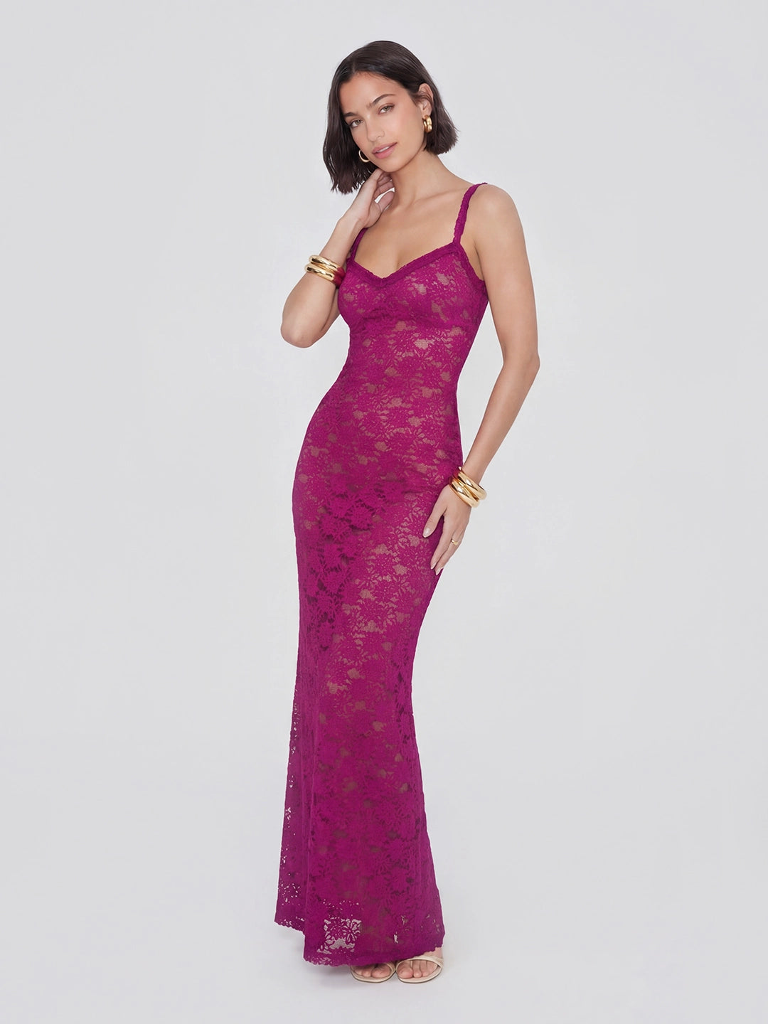 Floral Lace Bustier Maxi Dress