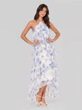 Floral Print Chiffon Maxi Dress with Tiered Ruffles