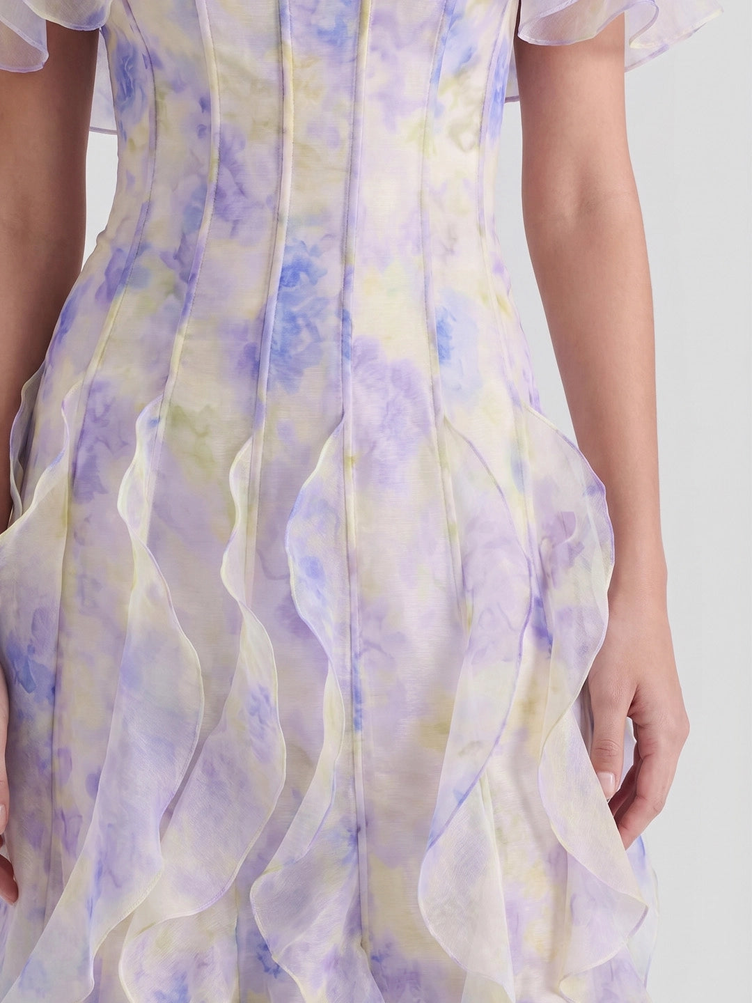 Floral Print Off-Shoulder Maxi Dress with Ruffle Detail
