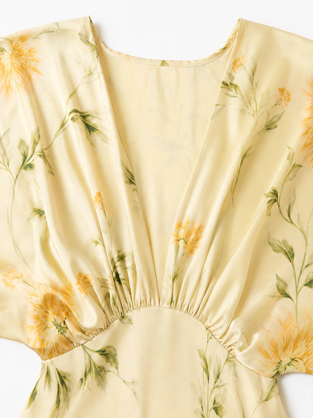 Floral Print Satin Plunge-Neck Maxi Dress