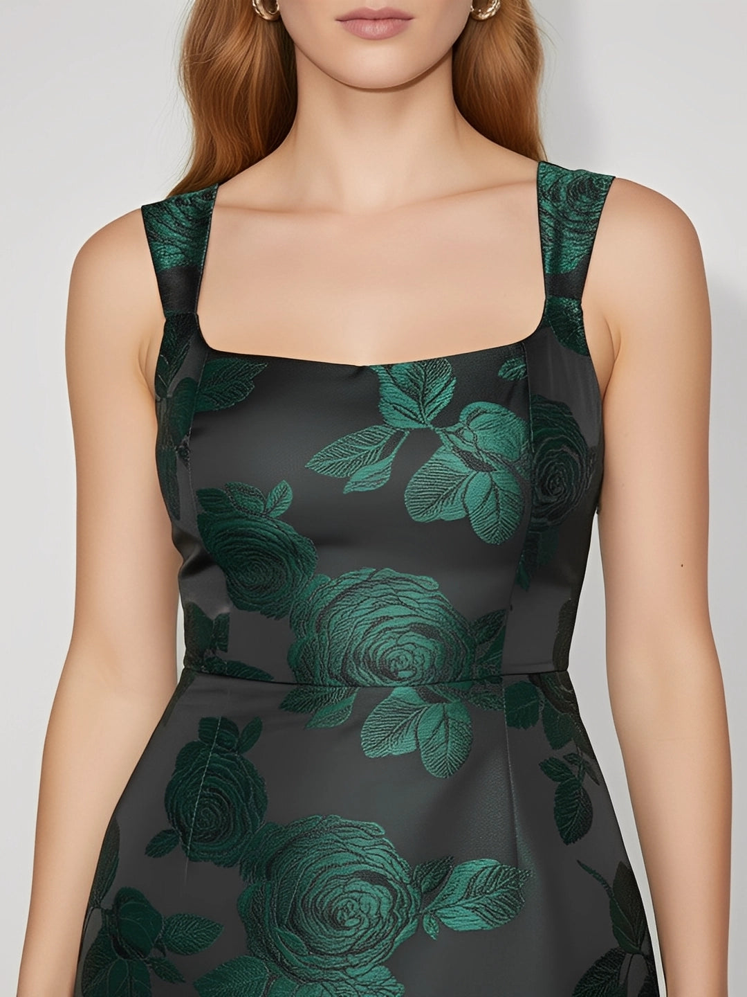 Floral Satin Jacquard Mini Dress