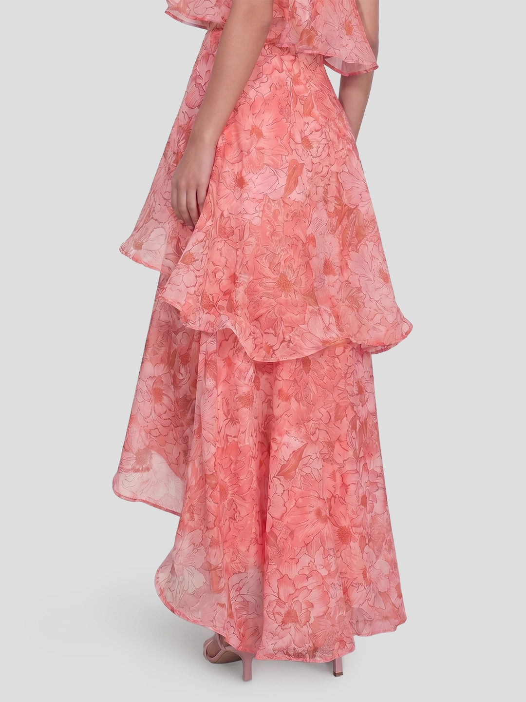 Floral Tiered Ruffle Chiffon Maxi Dress