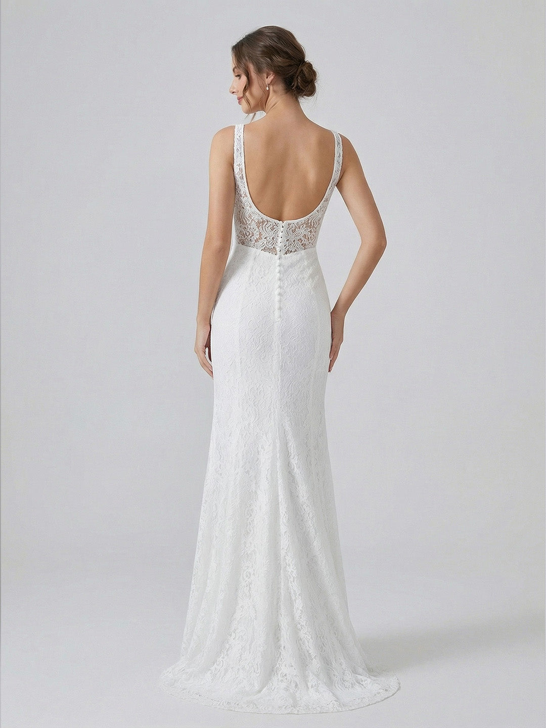 White Lace Sleeveless Mermaid Maxi Dress