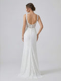 White Lace Sleeveless Mermaid Maxi Dress