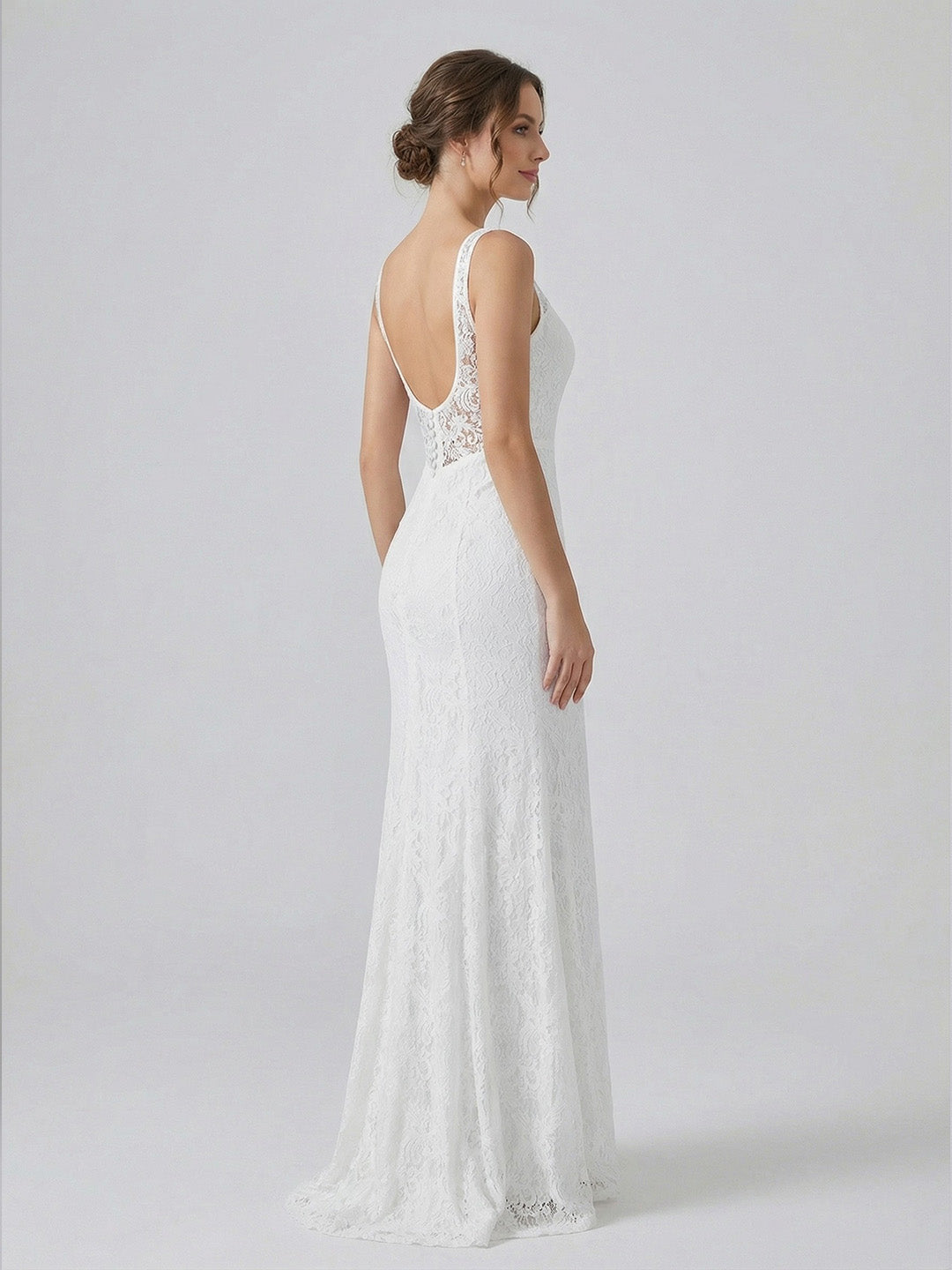 White Lace Sleeveless Mermaid Maxi Dress