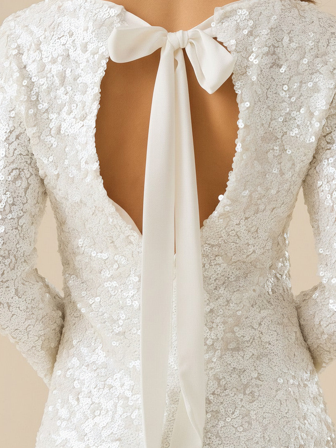 Glamorous Sequined Backless Mini Dress With Bow