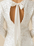 Glamorous Sequined Backless Mini Dress With Bow