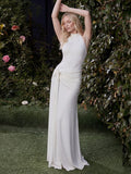 Halter Draped A Line Maxi Dress