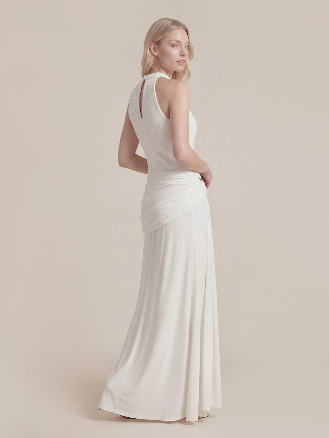 Halter Draped A Line Maxi Dress