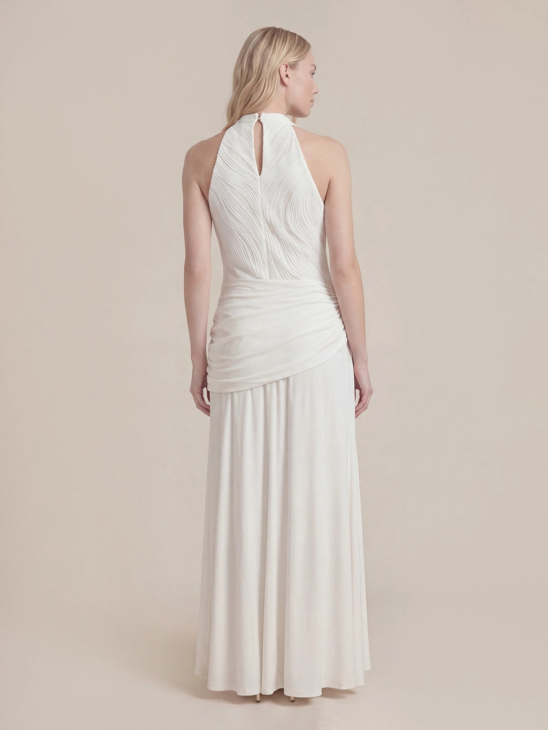 Halter Draped A Line Maxi Dress