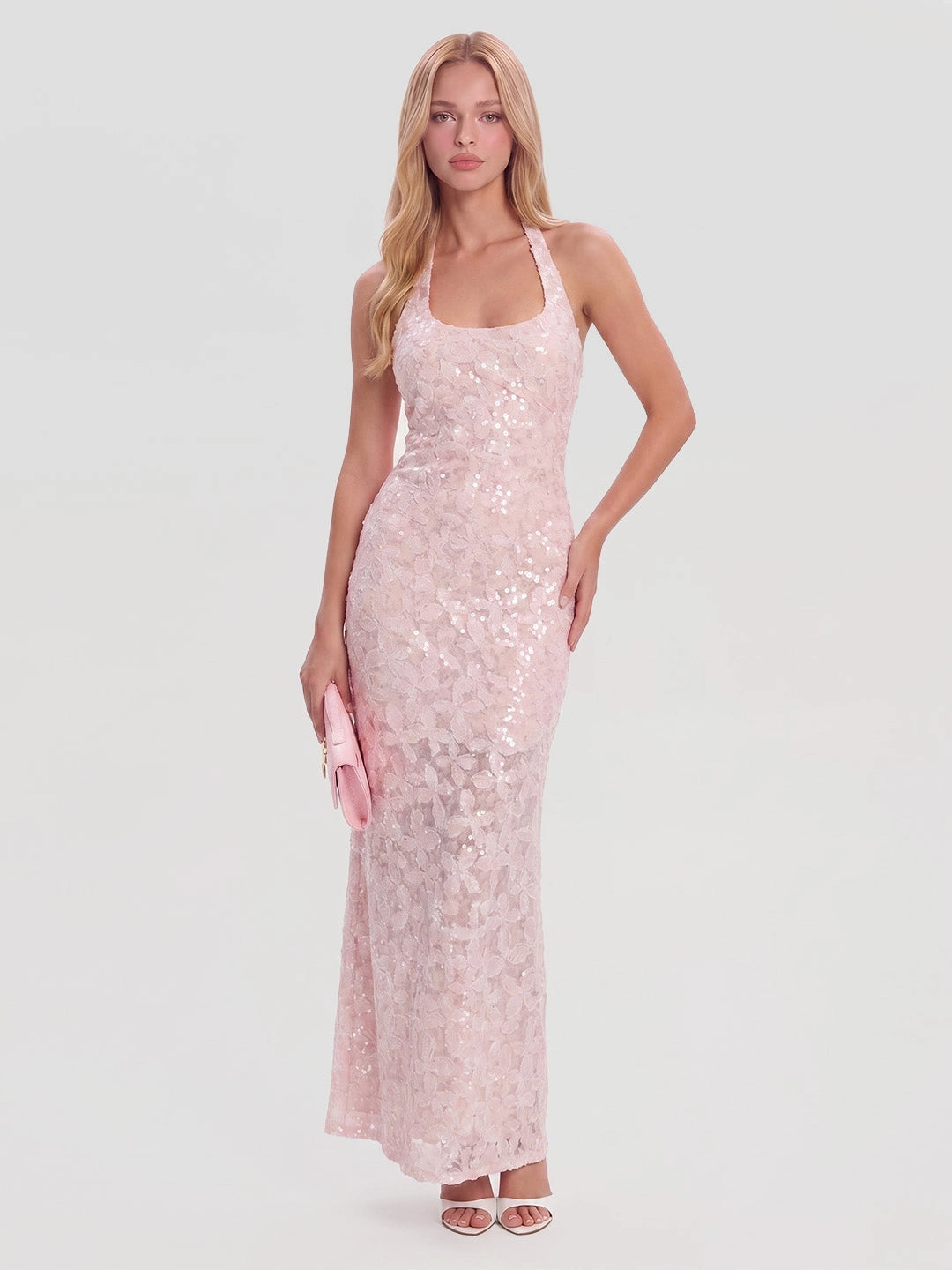 Halter Neck Backless Bodycon Maxi Dress