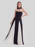 Halter Neck Gown in Bold Contrasting Chiffon