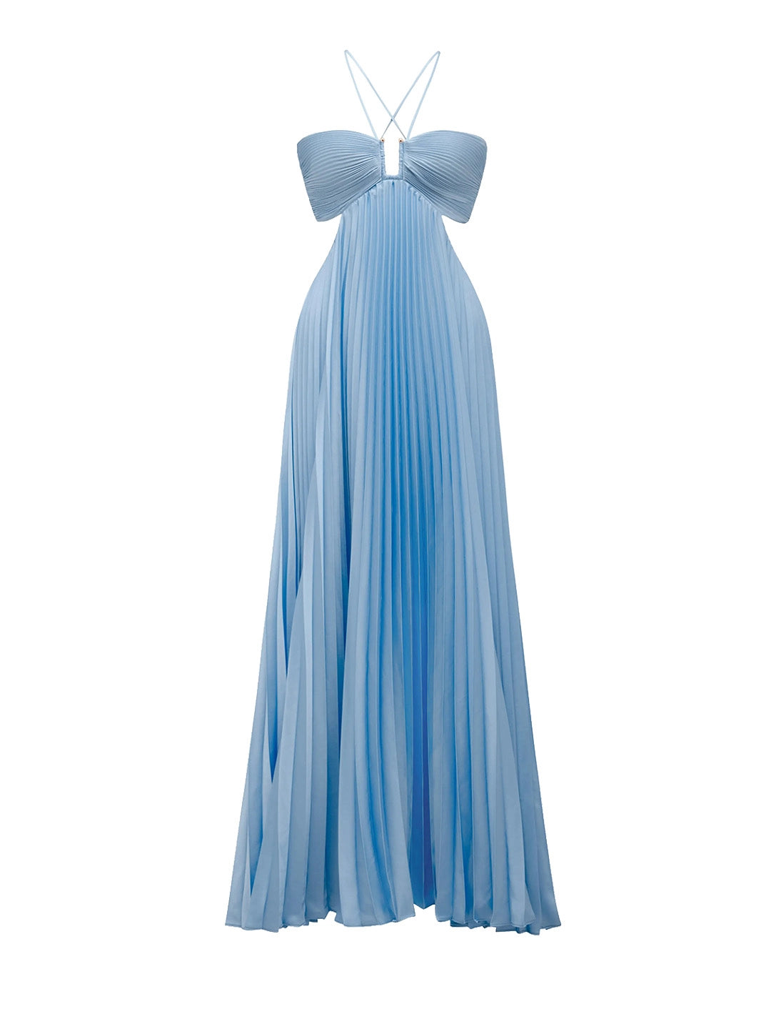 Halterneck Ruched Open Back Maxi Dress