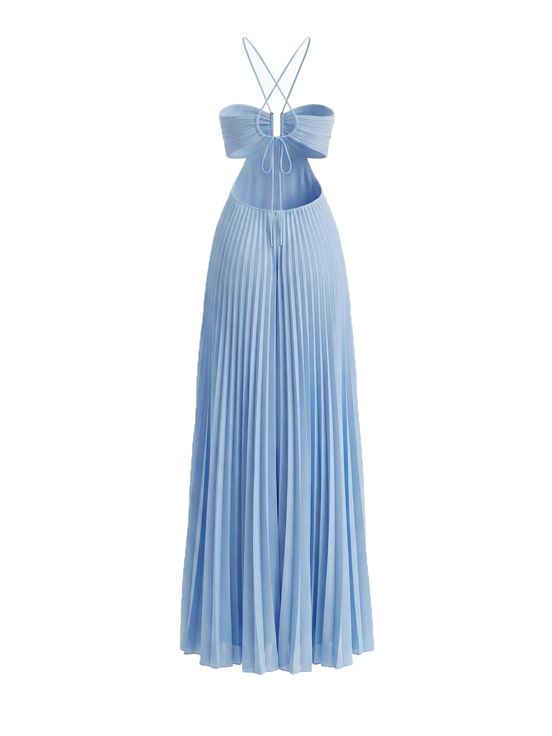 Halterneck Ruched Open Back Maxi Dress