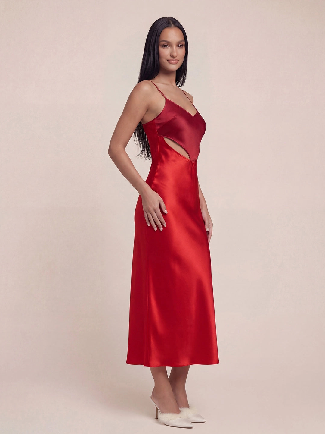 Heart-shaped cutout Satin Maxi dress