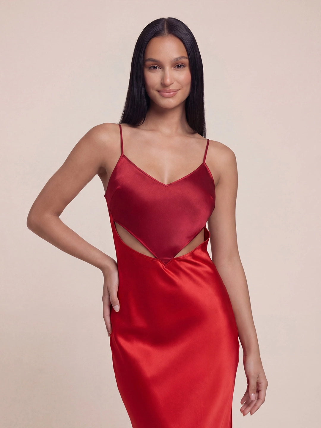 Heart-shaped cutout Satin Maxi dress