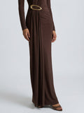 High-Neck Maxi Dress With Gathered-Detail