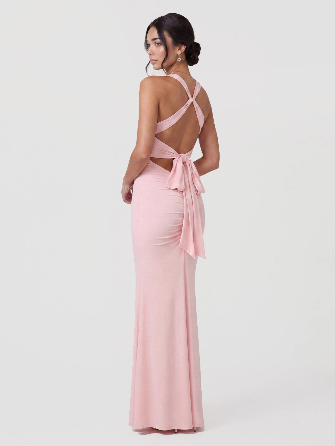 Jersey Knit Twist-Front Maxi Dress