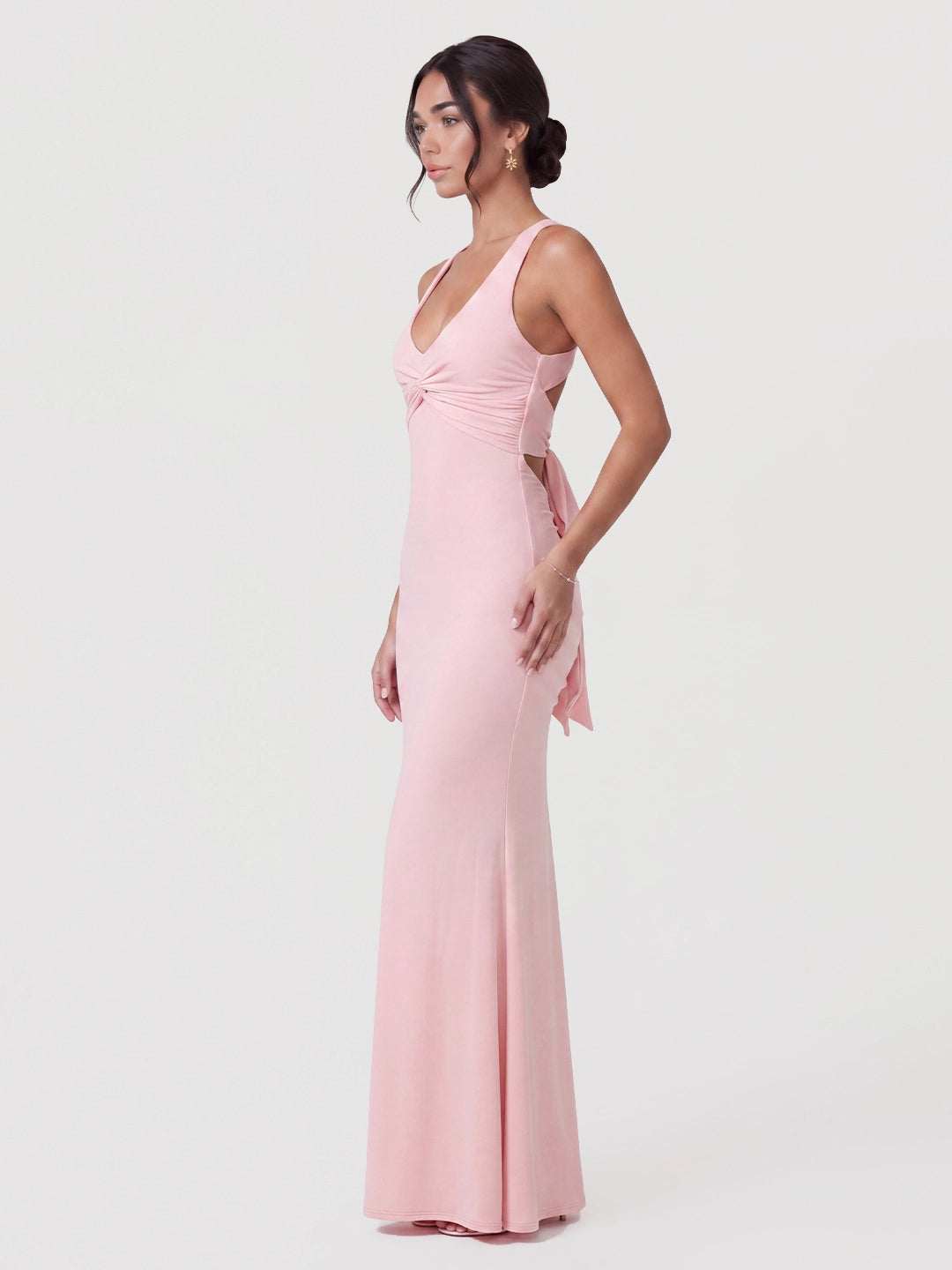 Jersey Knit Twist-Front Maxi Dress