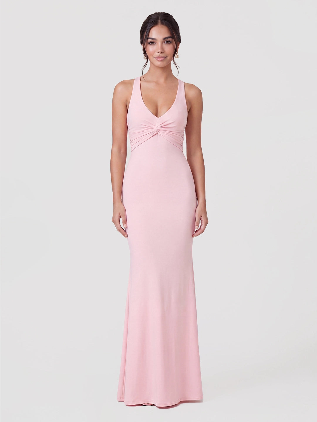 Jersey Knit Twist-Front Maxi Dress