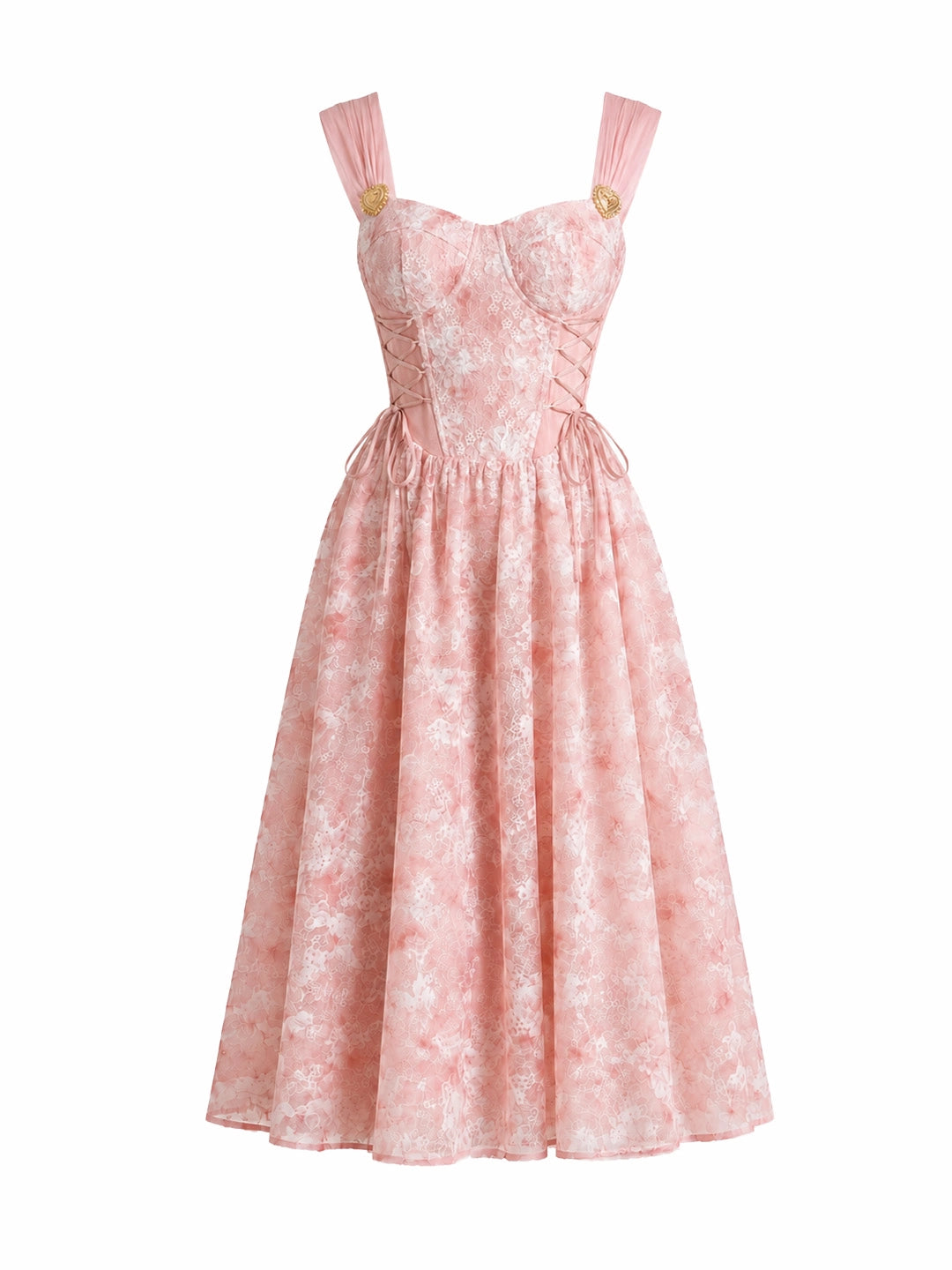 Lace-Up Corset A-Line Midi Dress