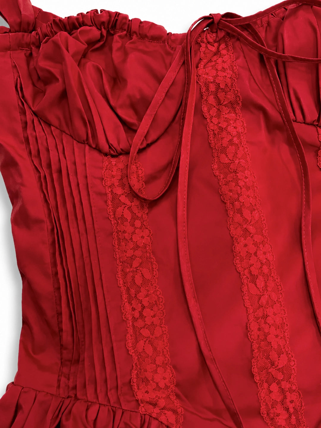 Lace-Up Corset Midi Dress with Full Skirt