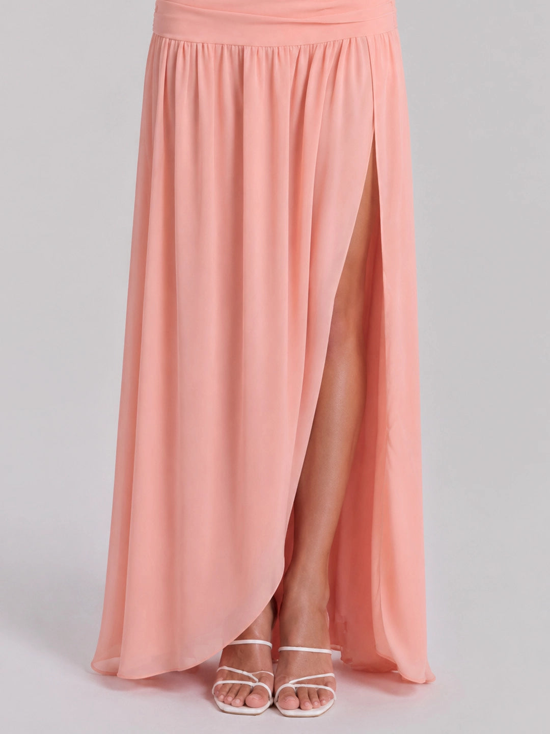 Lace-up Back Bustier Maxi with Ruching Detailing