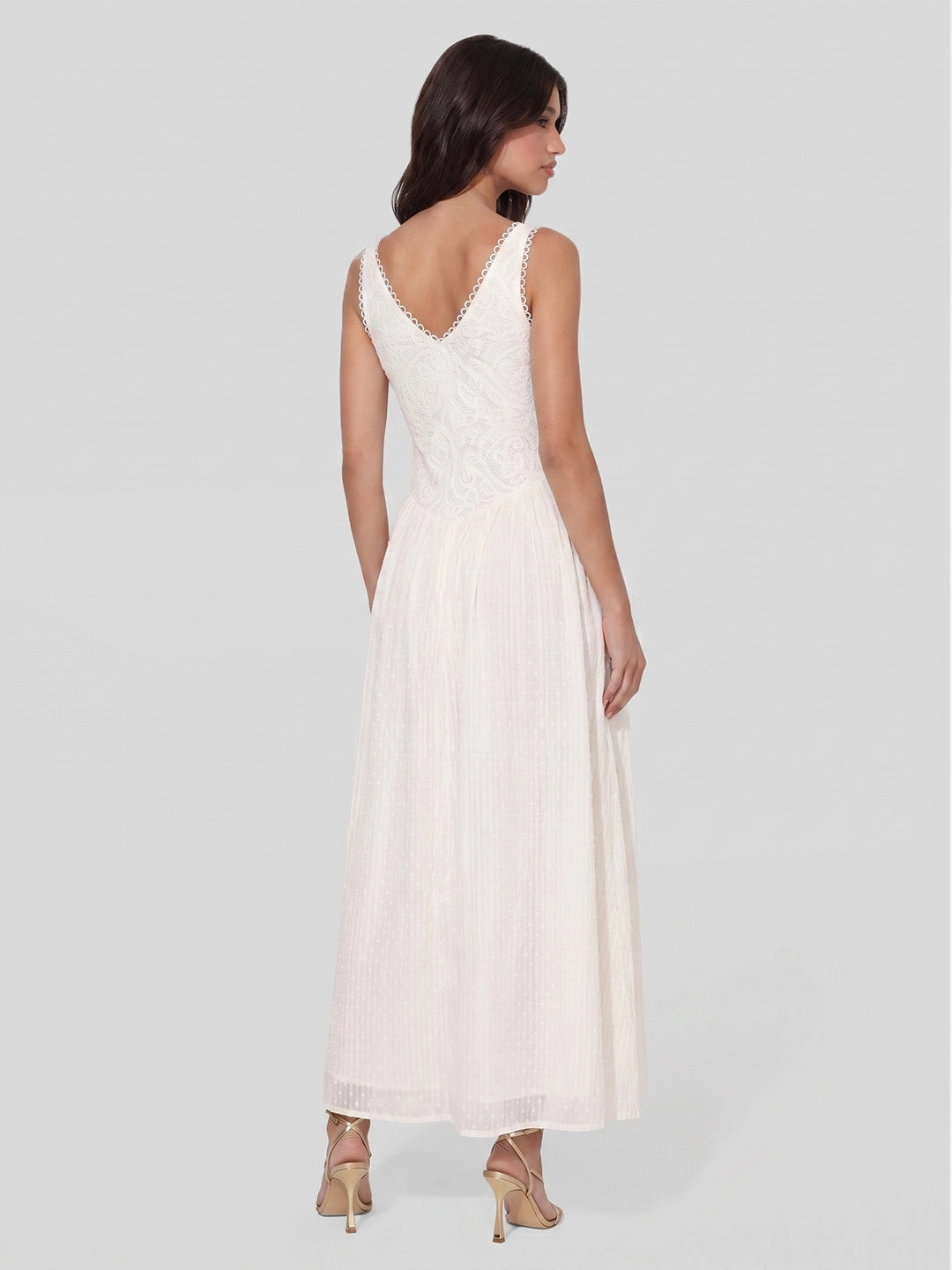 Jacquard Lace Bodice Maxi Dress