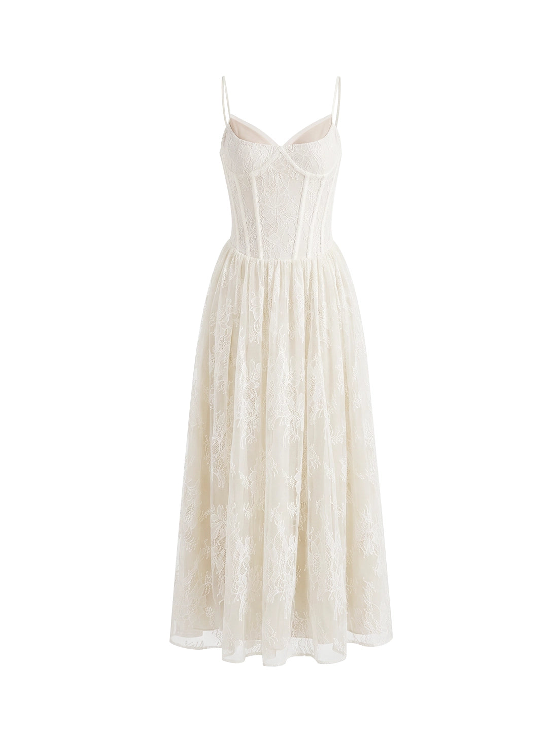 Lace Corset Lace-Up Back Maxi Dress
