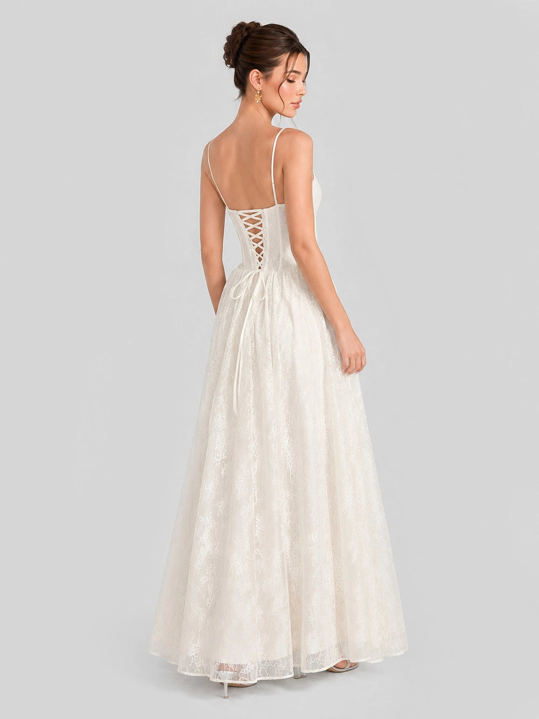 Lace Corset Lace-Up Back Maxi Dress