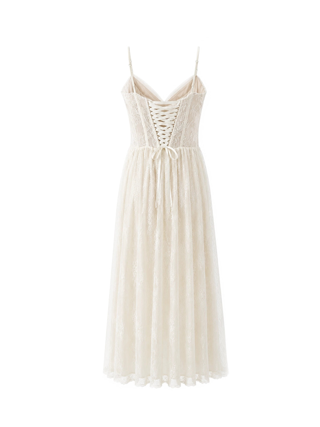 Lace Corset Lace-Up Back Maxi Dress