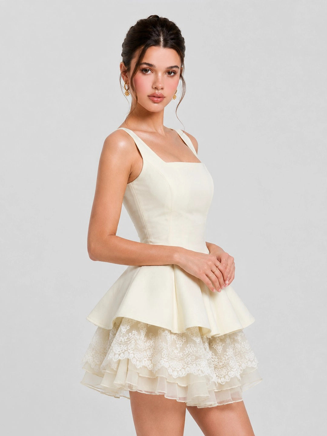 Lace Mini Dress with Detachable Bow Back