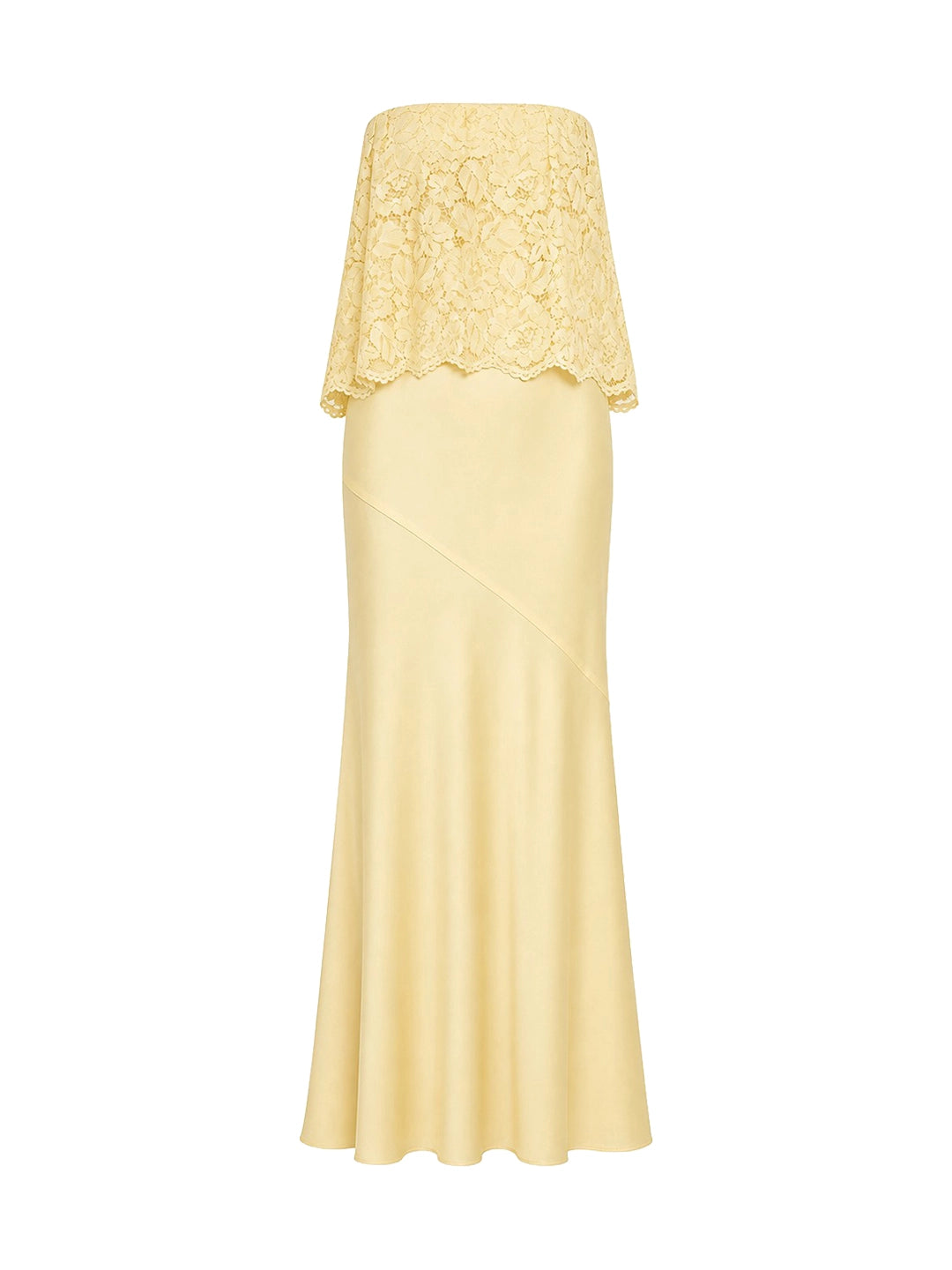 Lace Patchwork Satin Bandeau Maxi Dress