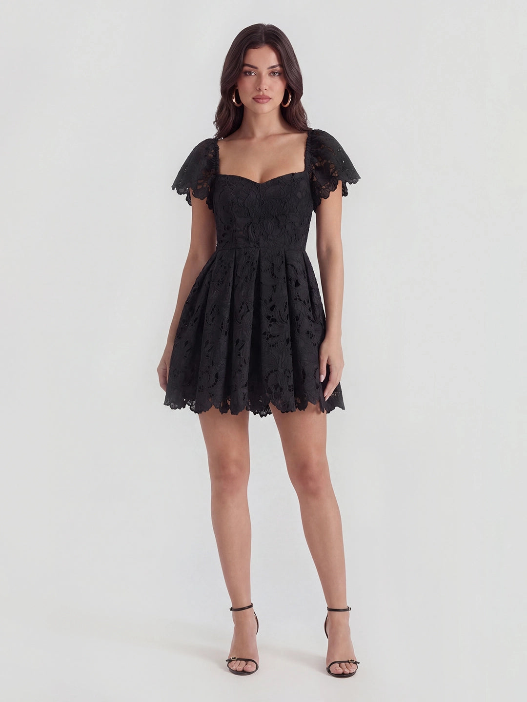 Lace Sweetheart-Neck Mini Dress