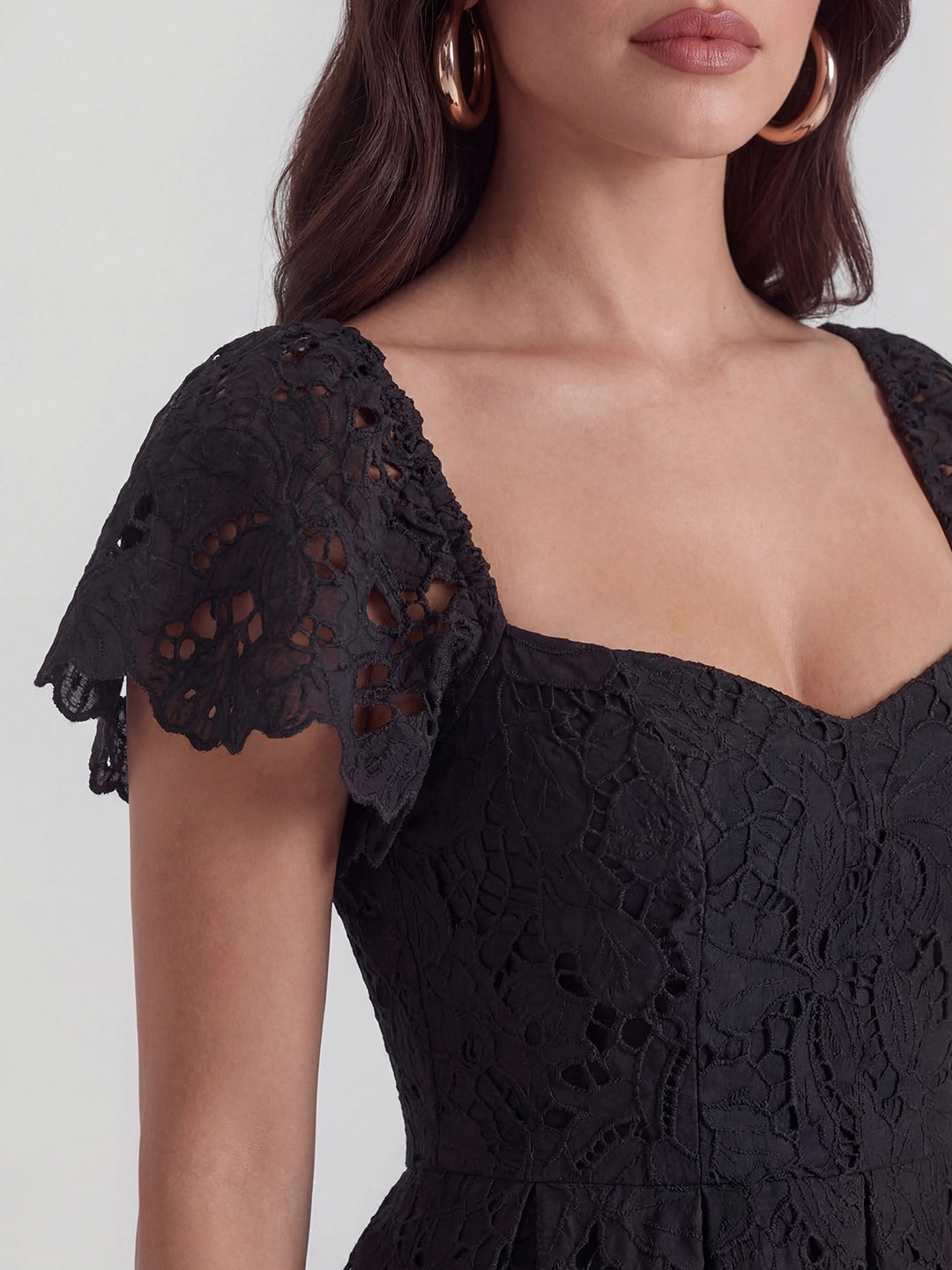 Lace Sweetheart-Neck Mini Dress