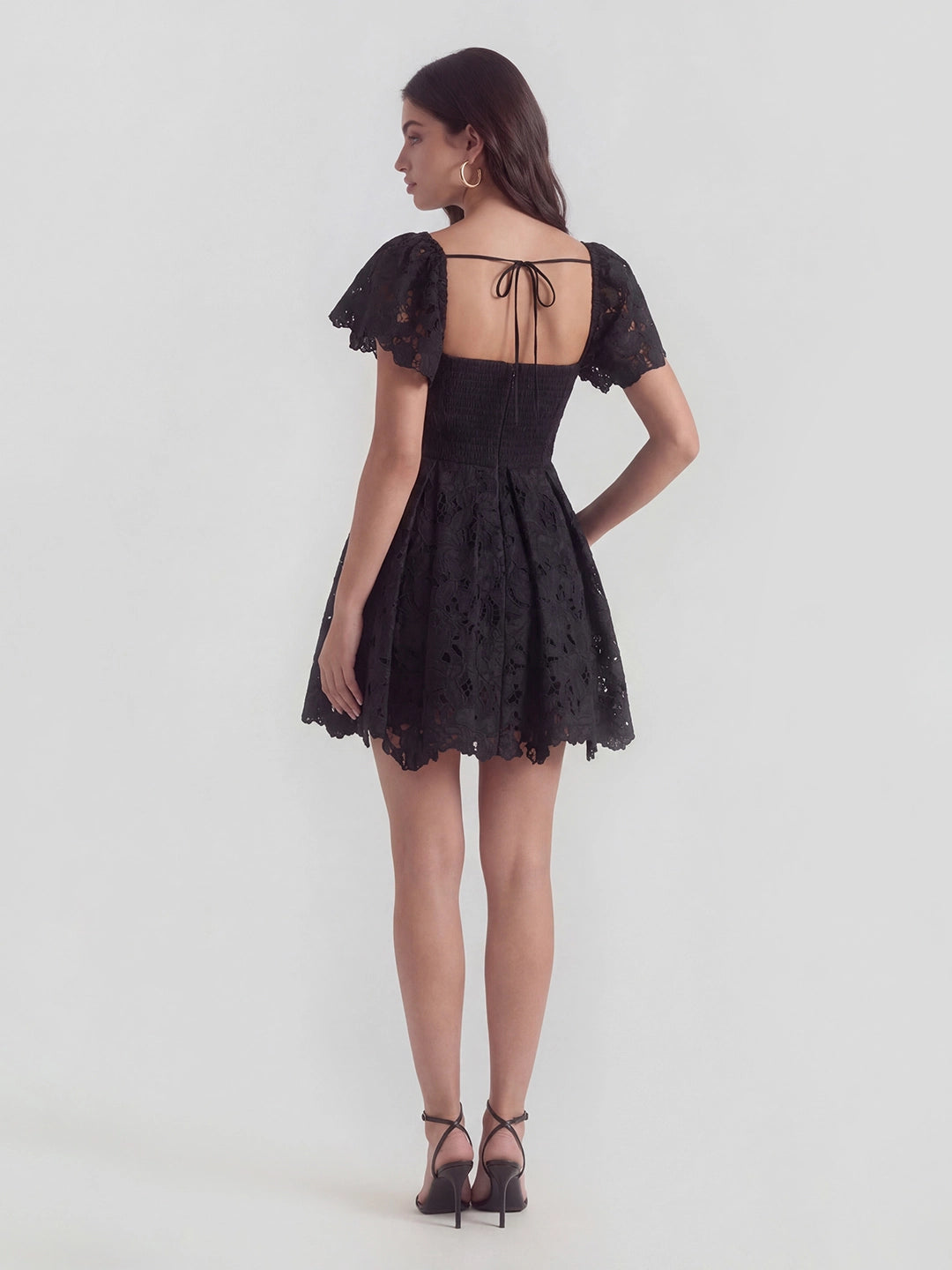 Lace Sweetheart-Neck Mini Dress