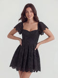 Lace Sweetheart-Neck Mini Dress