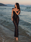 Lace Sweetheart Neck Midi Dress with Tuliped Hemline