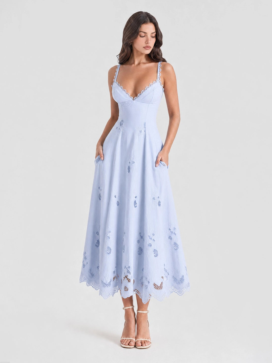 Lace & Cotton Broderie Anglais Midi Sundress